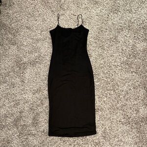 Papaya Black Midi Dress with Spaghetti Straps